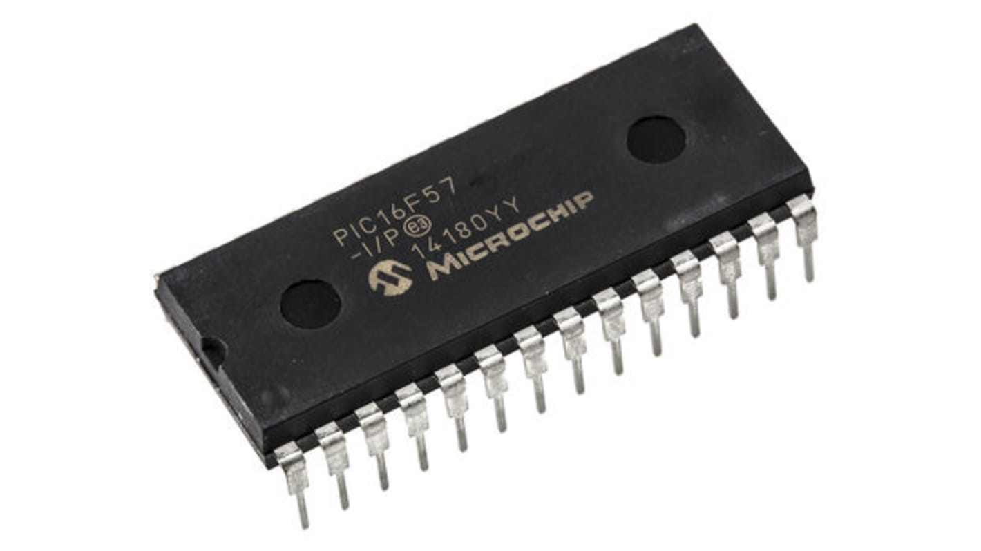 Microchip PIC16F57-I/P, 8bit PIC Microcontroller, PIC16F, 20MHz, 2048 x 12 words Flash, 28-Pin PDIP