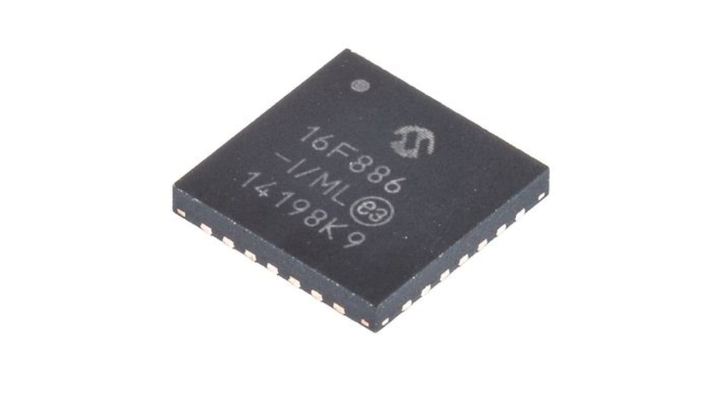 Microchip, 8bit PIC, PIC16F Microcontroller, 20MHz, 8192 x 14 words, 256 B Flash, 28-Pin QFN
