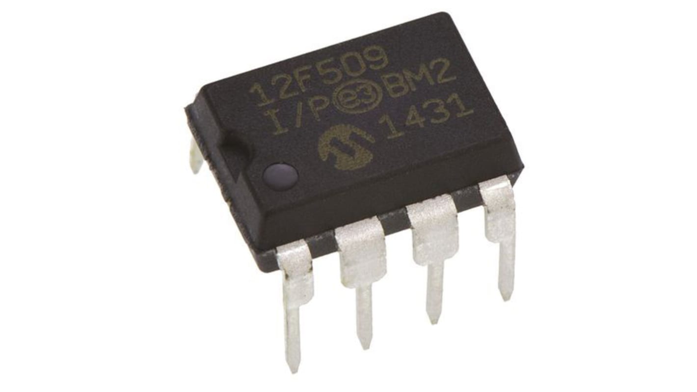 Microcontrollore Microchip, PIC, PDIP, PIC12F, 8 Pin, Su foro, 8bit, 4MHz