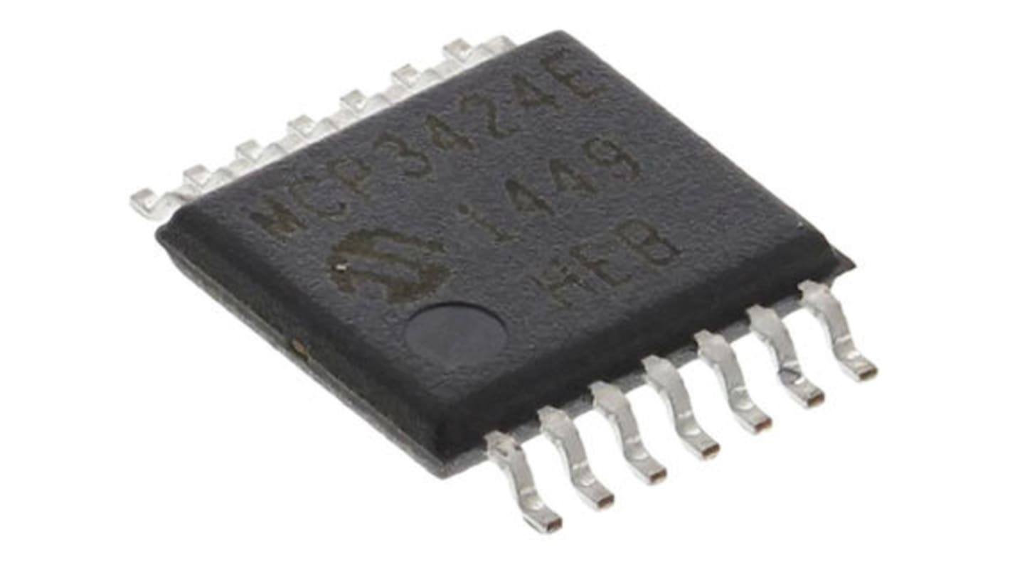 ADC MCP3424-E/ST, Quad, 18 bits, 0.004ksps, TSSOP, 14 pines