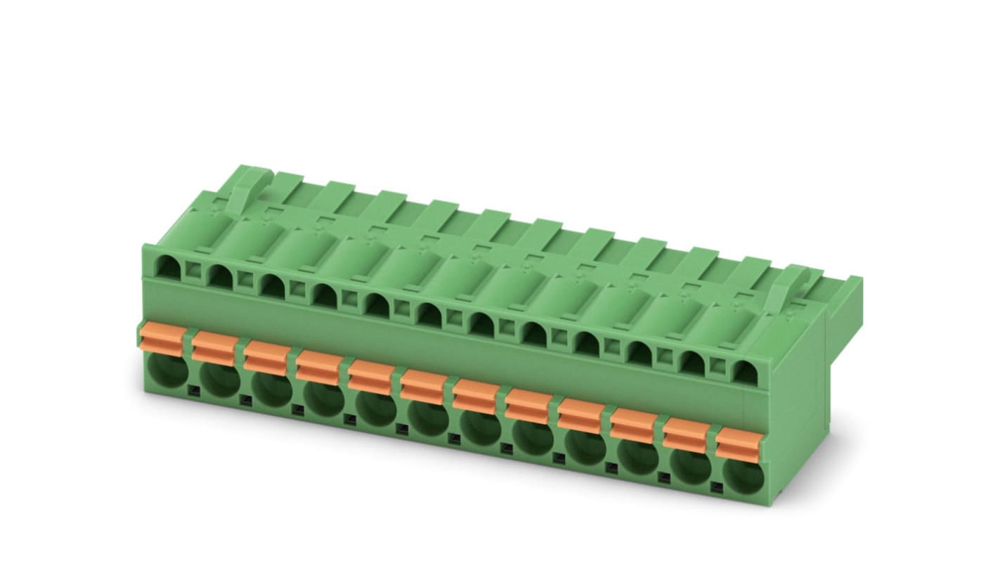 Phoenix Contact, 5.08mm Pitch, FKCT 2.5/12-ST-5.08, 12 Way, Pluggable Terminal Block, Plug, Spring Cage Termination,