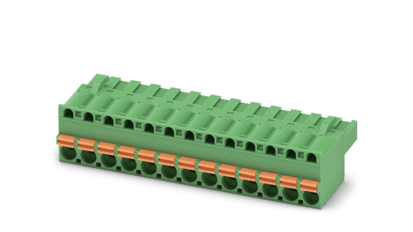 Phoenix Contact, 5.08mm Pitch, FKCT 2.5/13-ST-5.08, 13 Way, Pluggable Terminal Block, Plug, Spring Cage Termination,
