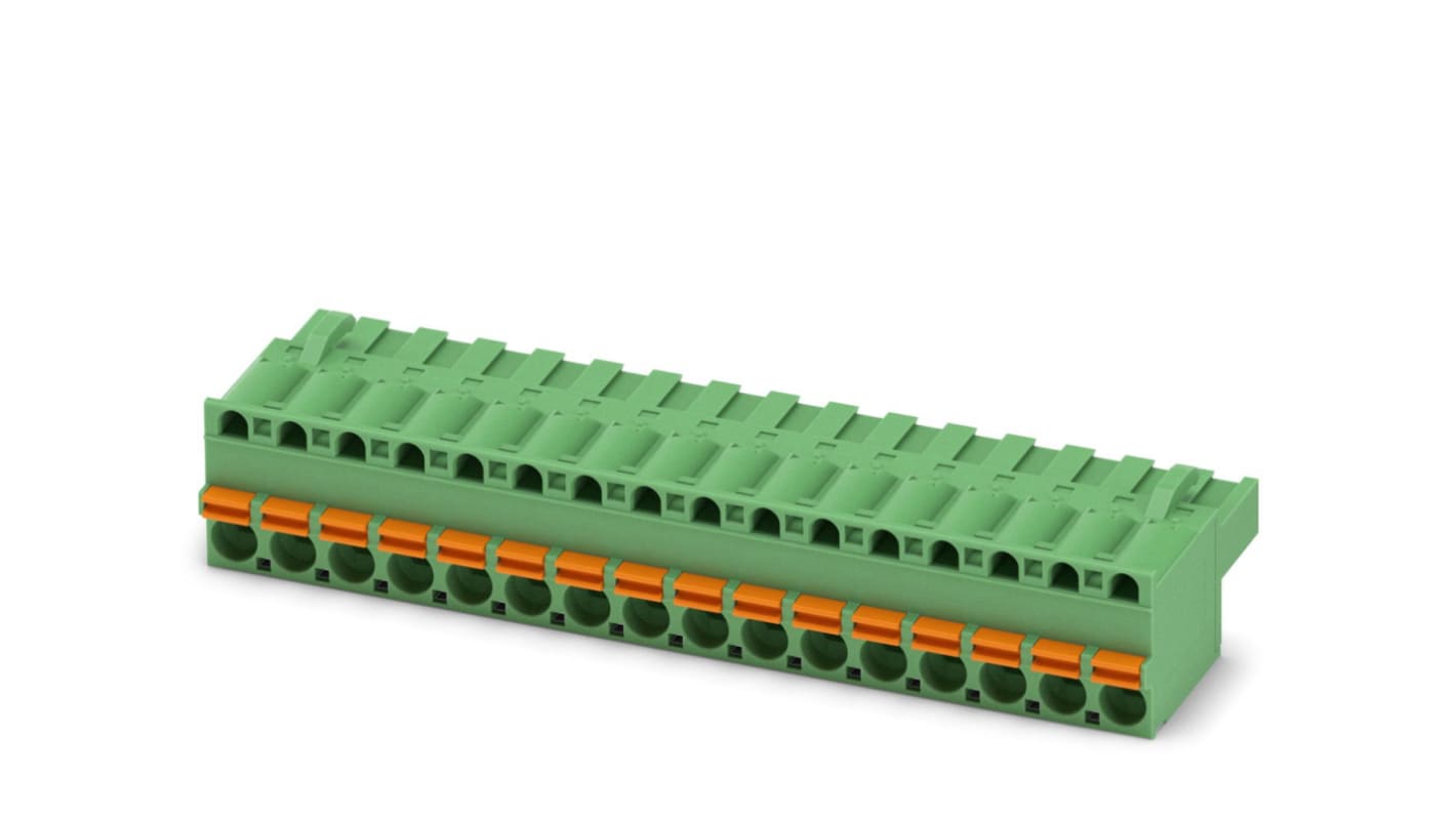 Phoenix Contact, 5.08mm Pitch, FKCT 2.5/16-ST-5.08, 16 Way, Pluggable Terminal Block, Plug, Spring Cage Termination,