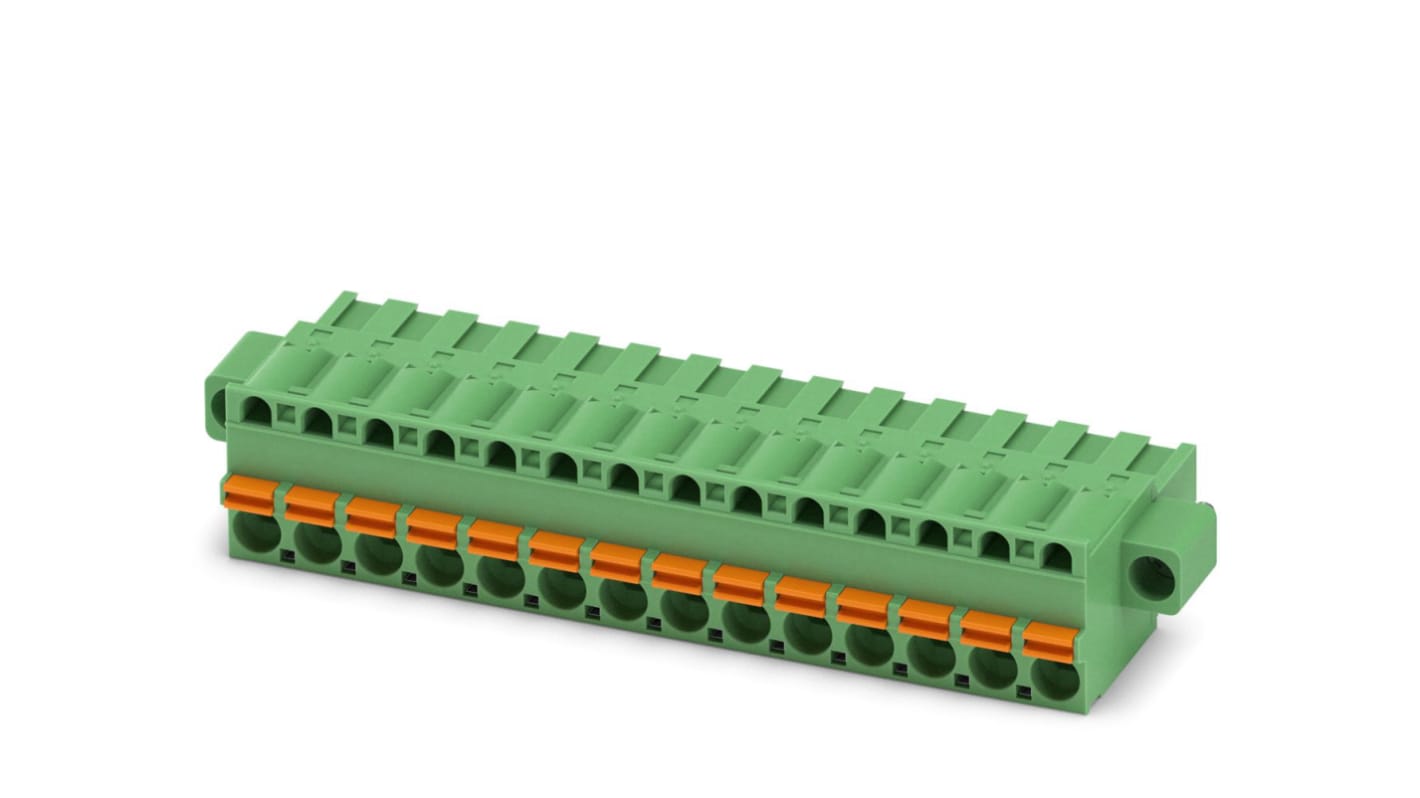Phoenix Contact, 5.08mm Pitch, FKCT 2.5/14-STF-5.08, 14 Way, Pluggable Terminal Block, Plug, Spring Cage Termination,