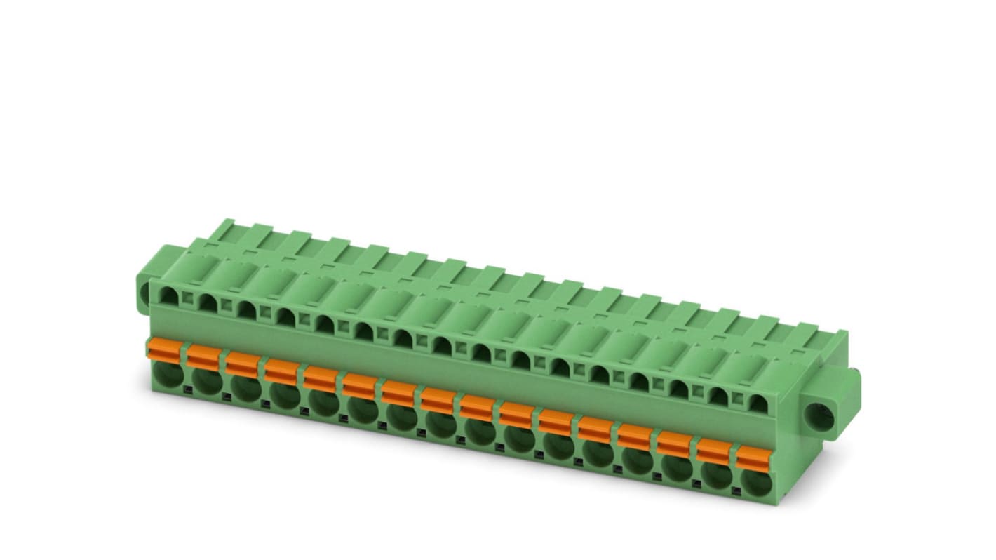 Phoenix Contact, 5mm Pitch, FKCT 2.5/16-STF, 16 Way, Pluggable Terminal Block, Plug, Spring Cage Termination, 1909540