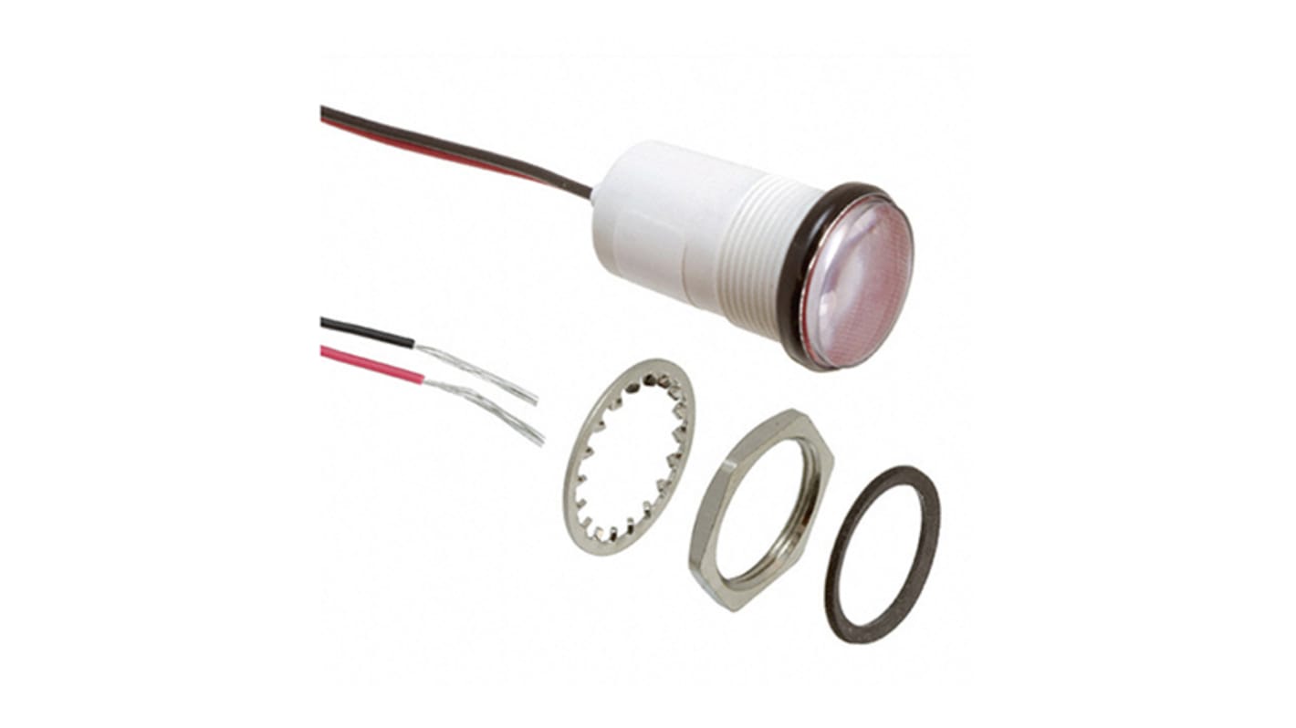Dialight Red Indicator, 12V dc, 17.8mm Mounting Hole Size, Lead Wires Termination