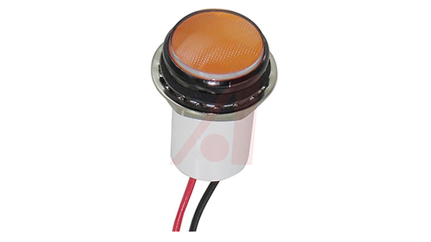 Dialight Yellow Panel Mount Indicator, 24V dc, 17.5mm Mounting Hole Size, Lead Wires Termination