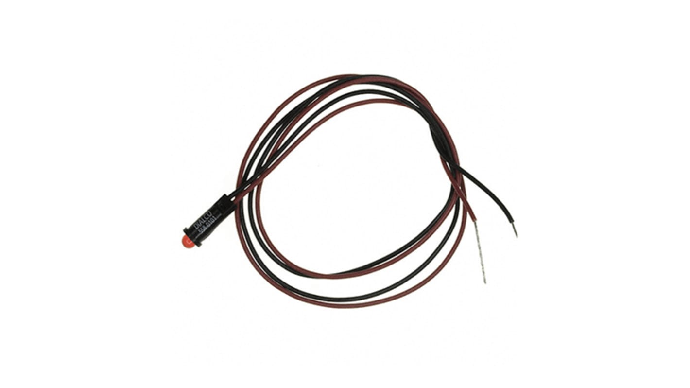 Dialight Red Indicator, 2V, 4mm Mounting Hole Size, Lead Wires Termination