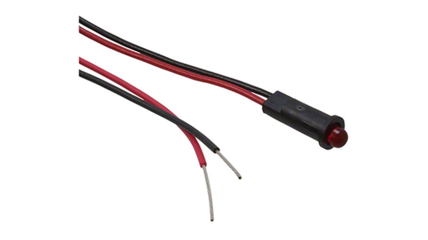 Dialight Red Indicator, 1.7V dc, 4mm Mounting Hole Size, Lead Wires Termination