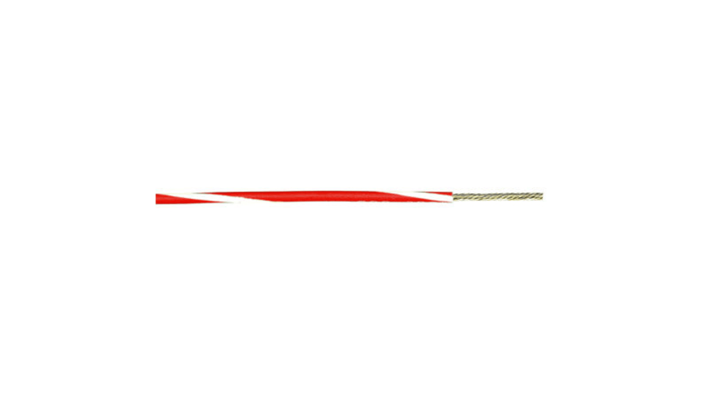 Alpha Wire Einzeladerleitung 0,52 mm², 20 AWG 305m Rot/Weiß PVC isoliert Ø 1.75mm 10/0,25 mm Litzen UL1007