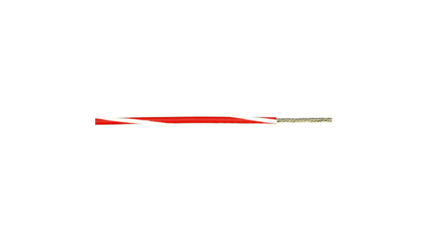 Cable de conexión Alpha Wire 3053 WR001, área transversal 0,52 mm² Filamentos del Núcleo 10/0,25 mm Rojo/Blanco, 300 V,