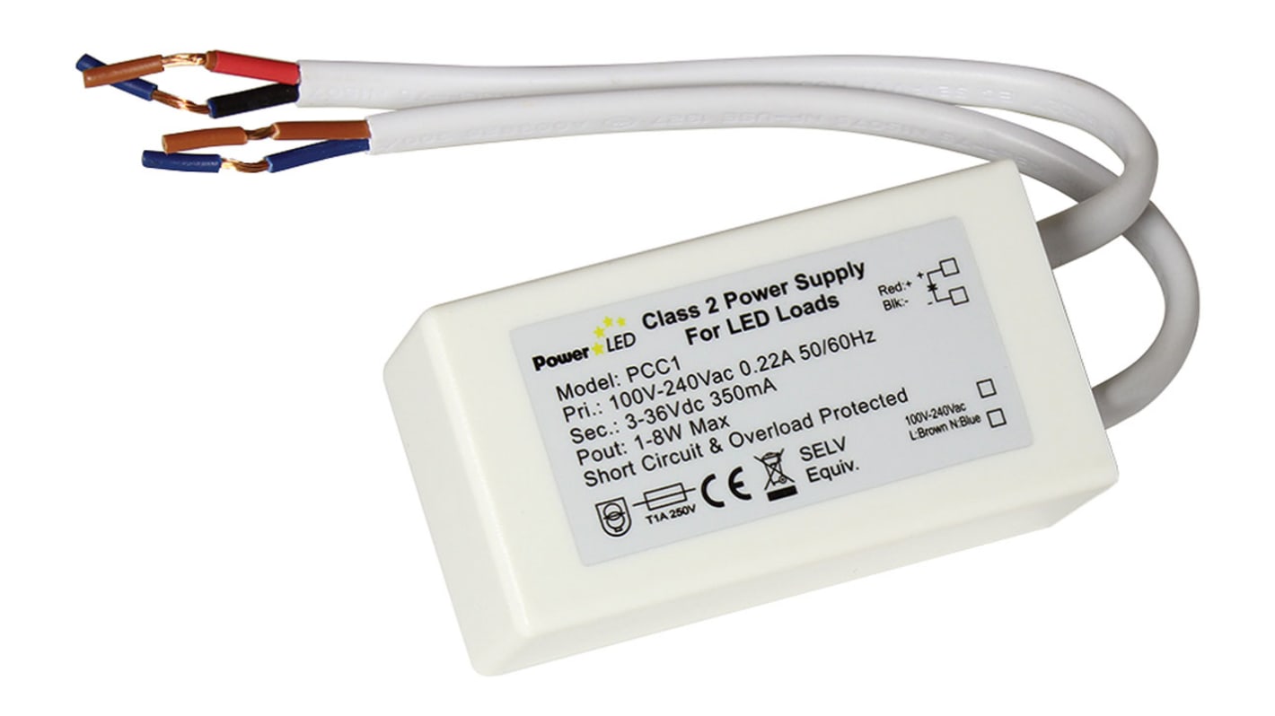 Módulo para Driver LED corriente constante PowerLED, IN: 100 → 240 V ac, OUT: 3 → 36V, 350mA, 8W, IP65