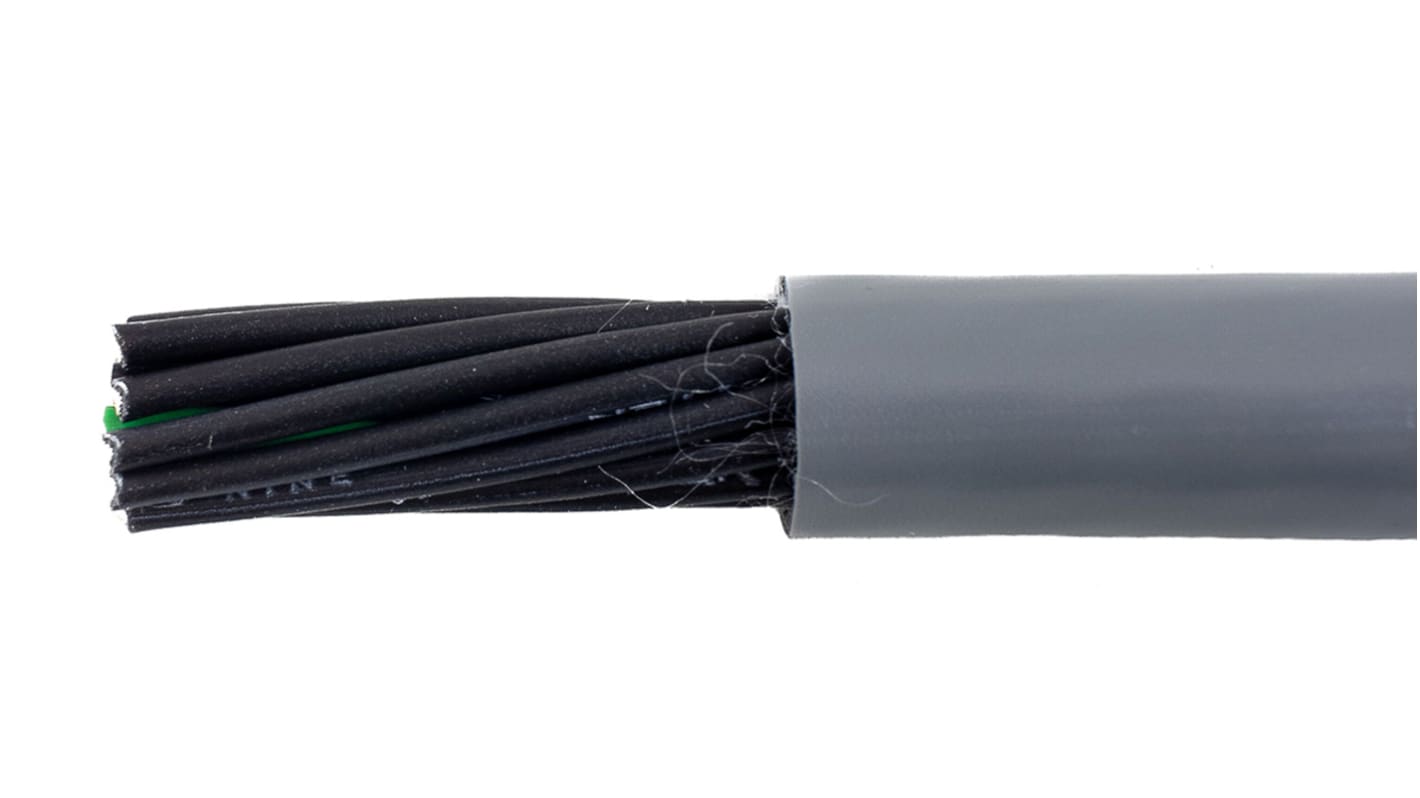 Alpha Wire Ecogen Ecoflex PUR Control Cable, 18 Cores, 0.78 mm², ECO, Unscreened, 30m, Grey PUR Sheath, 18 AWG