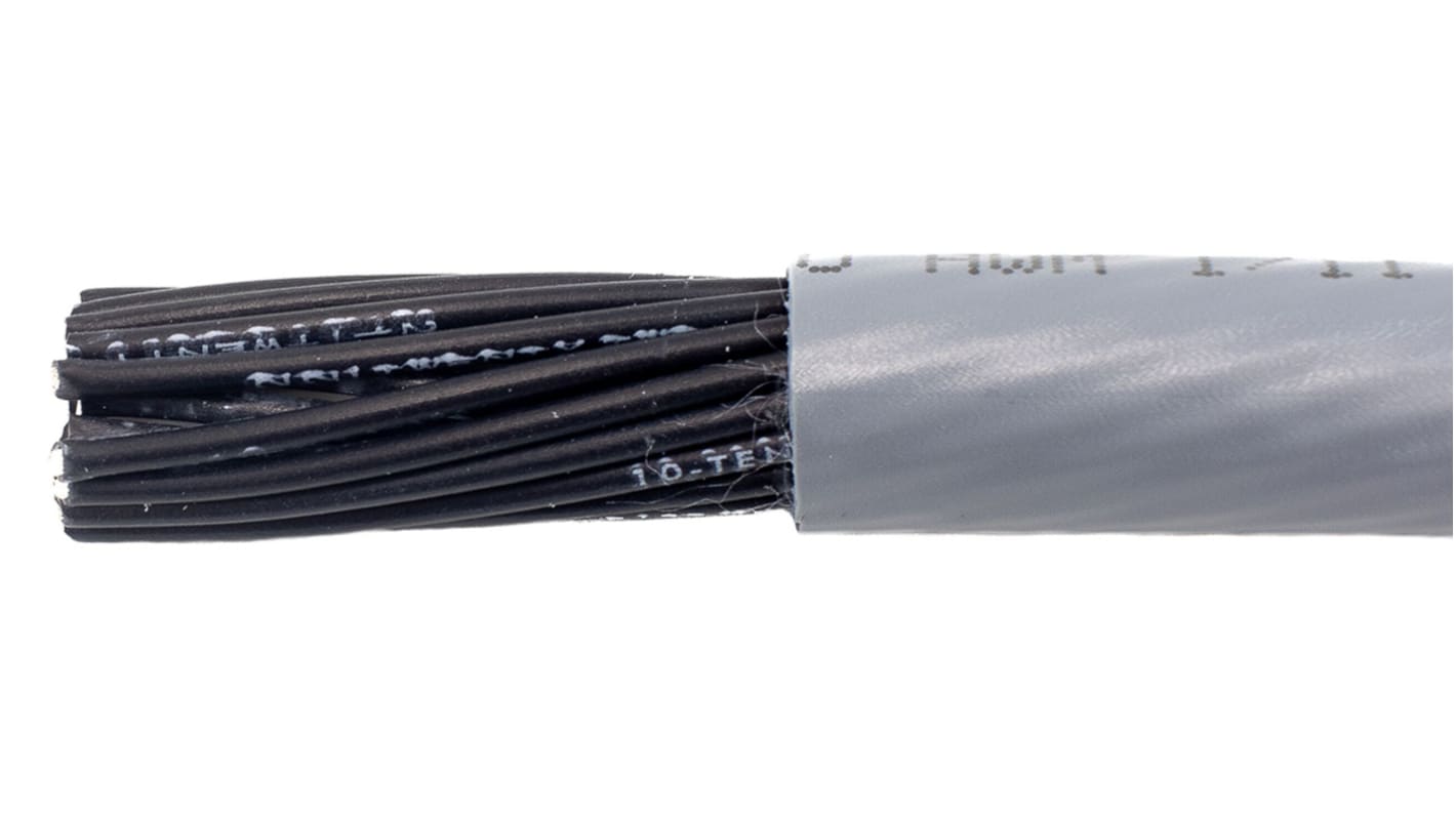 Alpha Wire EcoFlex PUR Multicore Industrial Cable, 25 Cores, 0.78 mm², Unscreened, 30m, Grey Polyurethane PUR Sheath,