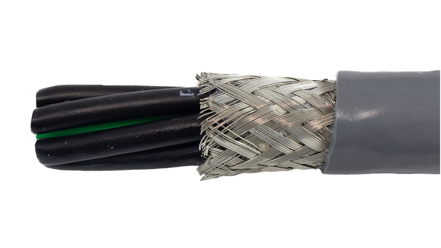 Alpha Wire EcoFlex PUR Steuerleitung, 7-adrig x 0,78 mm² Grau, 30m, 18 AWG, Geflecht