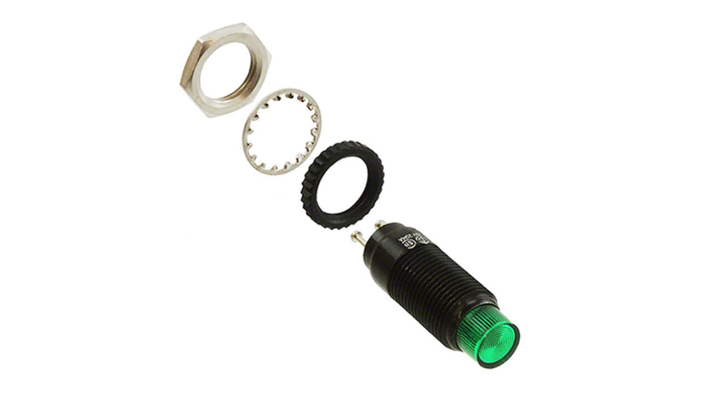 Dialight Green Indicator, 5V dc, 9.53mm Mounting Hole Size
