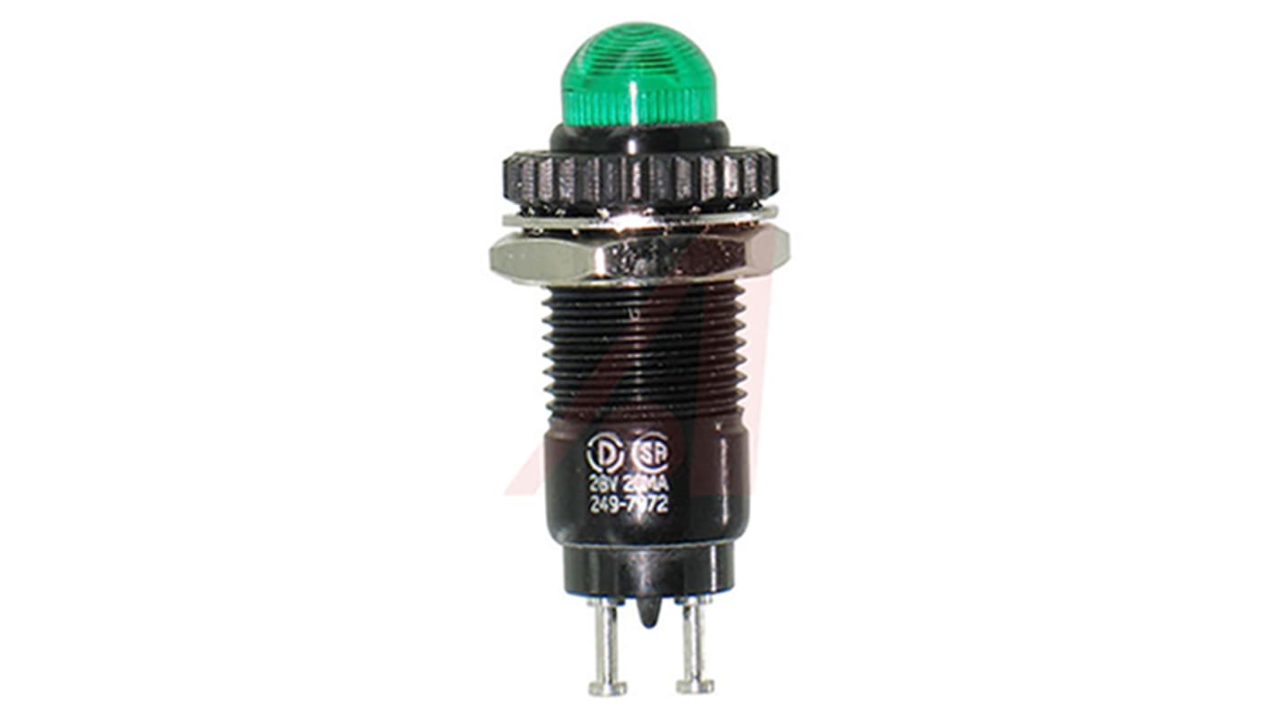 Dialight Green Indicator, 28V dc, 9.53mm Mounting Hole Size