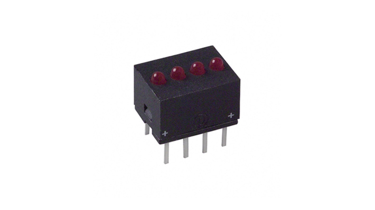 Dialight 555-5003F, Red PCB LED Indicator, 4 LEDs 2mm (T-3/4), Through Hole