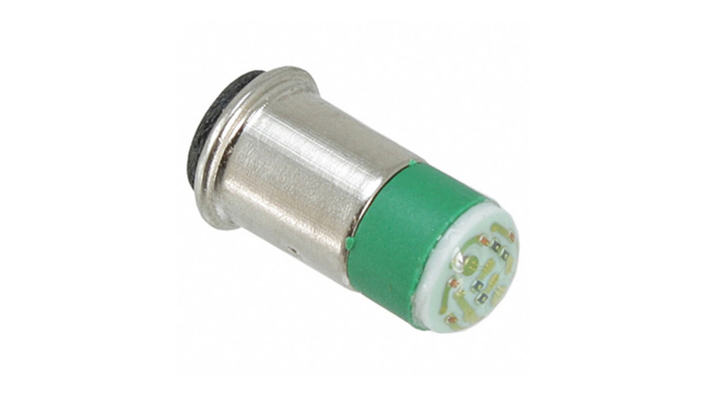 LED-signallampe, Grøn, sokkel: Miniatureflange, Multichip, Diameter: 6.1mm, 28V dc