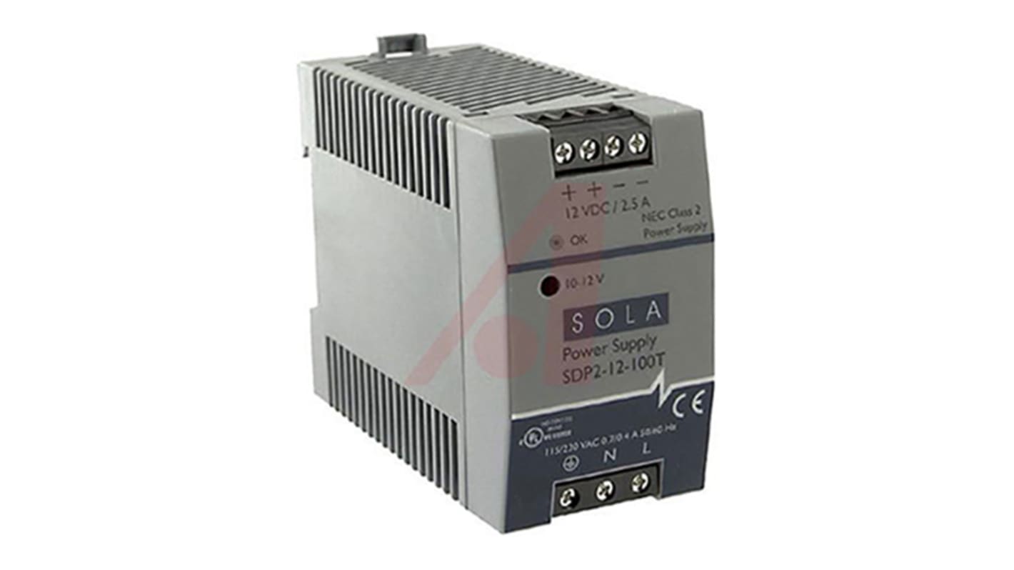 SolaHD SDP DIN Rail Power Supply, 85 → 264V ac ac, dc Input, 12V dc dc Output, 2.75A Output, 33W