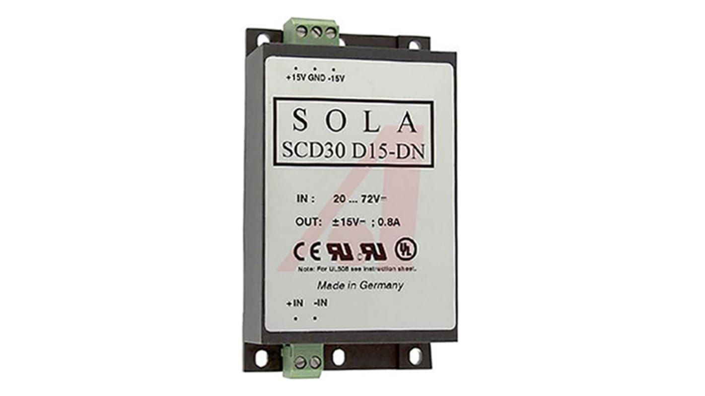 Przetwornica DC-DC, 30W, Uwe 20 → 72 V DC, Uwy 15V dc, Iwy 800mA, SolaHD