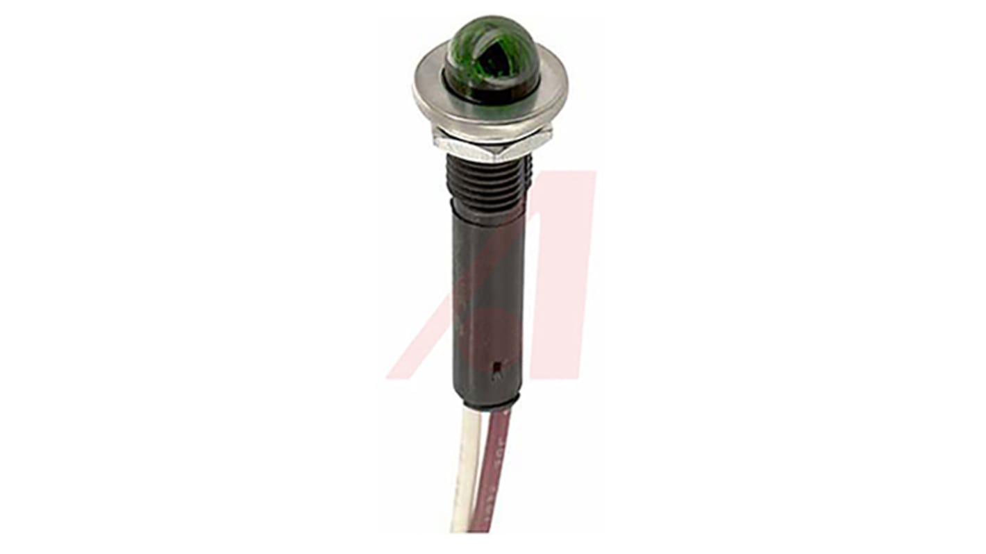 VCC Green Panel Mount Indicator, 12V, 9.65mm Mounting Hole Size