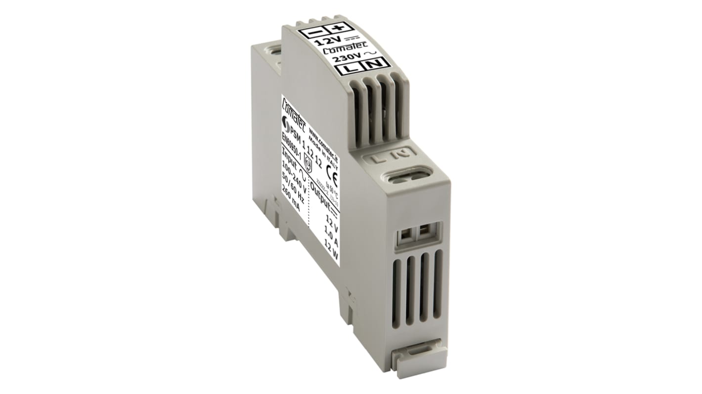 Comatec PSM1 DIN-Schienen Netzteil Getaktet 12V dc / 1A 12W 90 → 260V ac