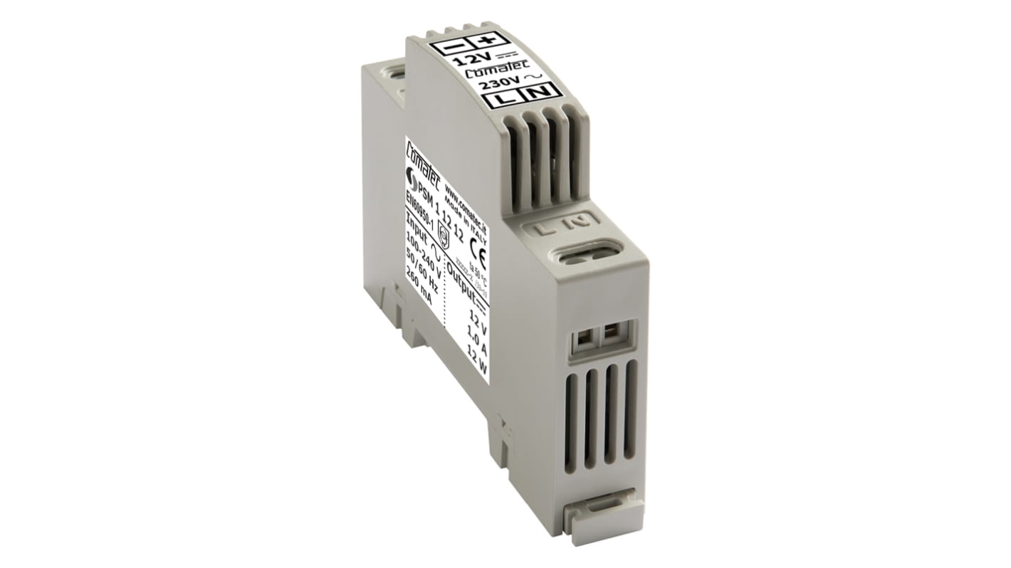 Comatec PSM1 Switched Mode DIN Rail Power Supply, 90 → 260V ac ac Input, 12V dc dc Output, 1A Output, 12W