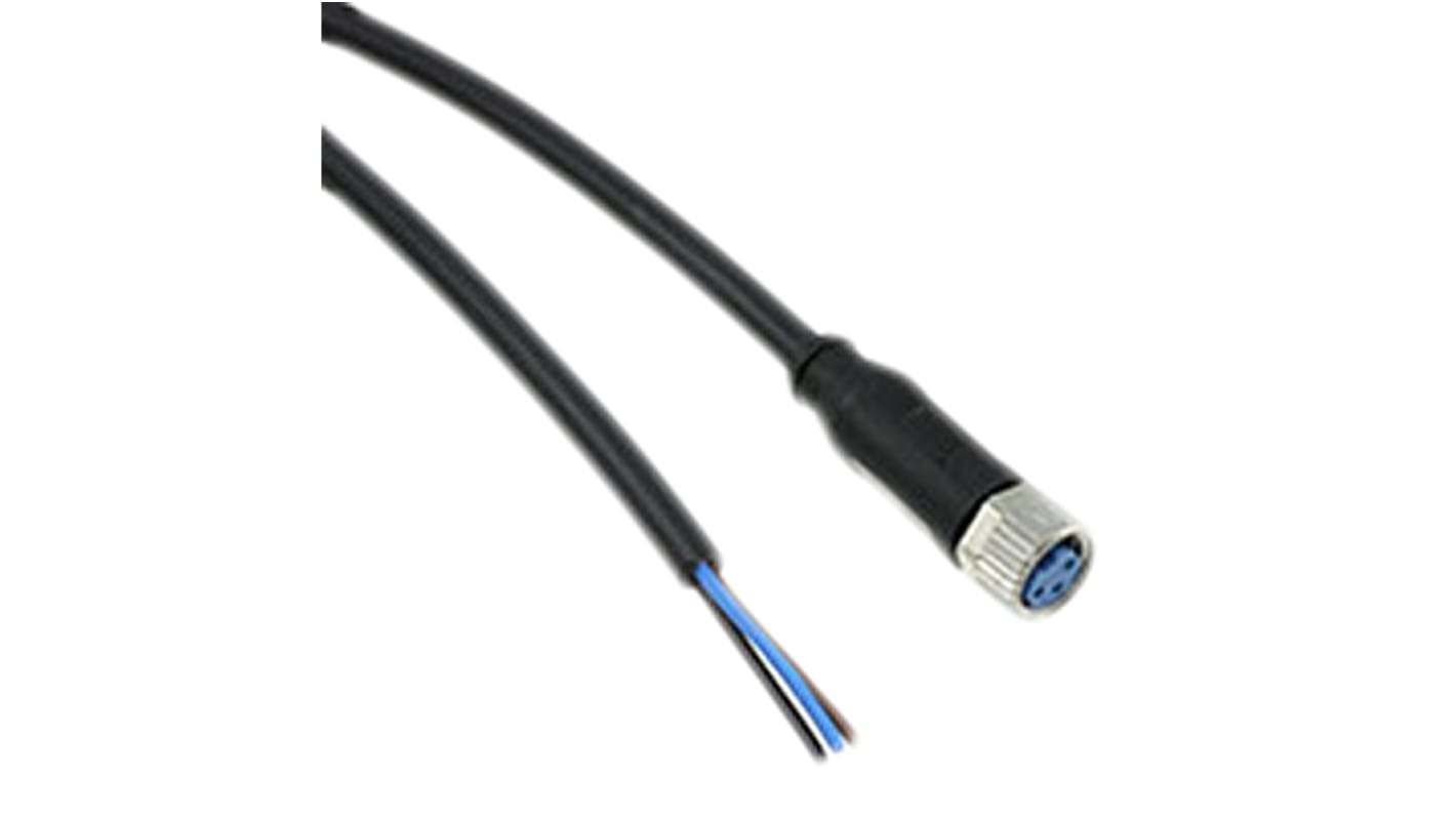 TE Connectivity Straight Female 3 way M8 to Unterminated Sensor Actuator Cable, 1.5m