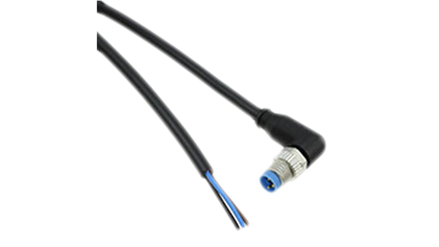 TE Connectivity Right Angle Male 3 way M8 to Unterminated Sensor Actuator Cable, 1.5m