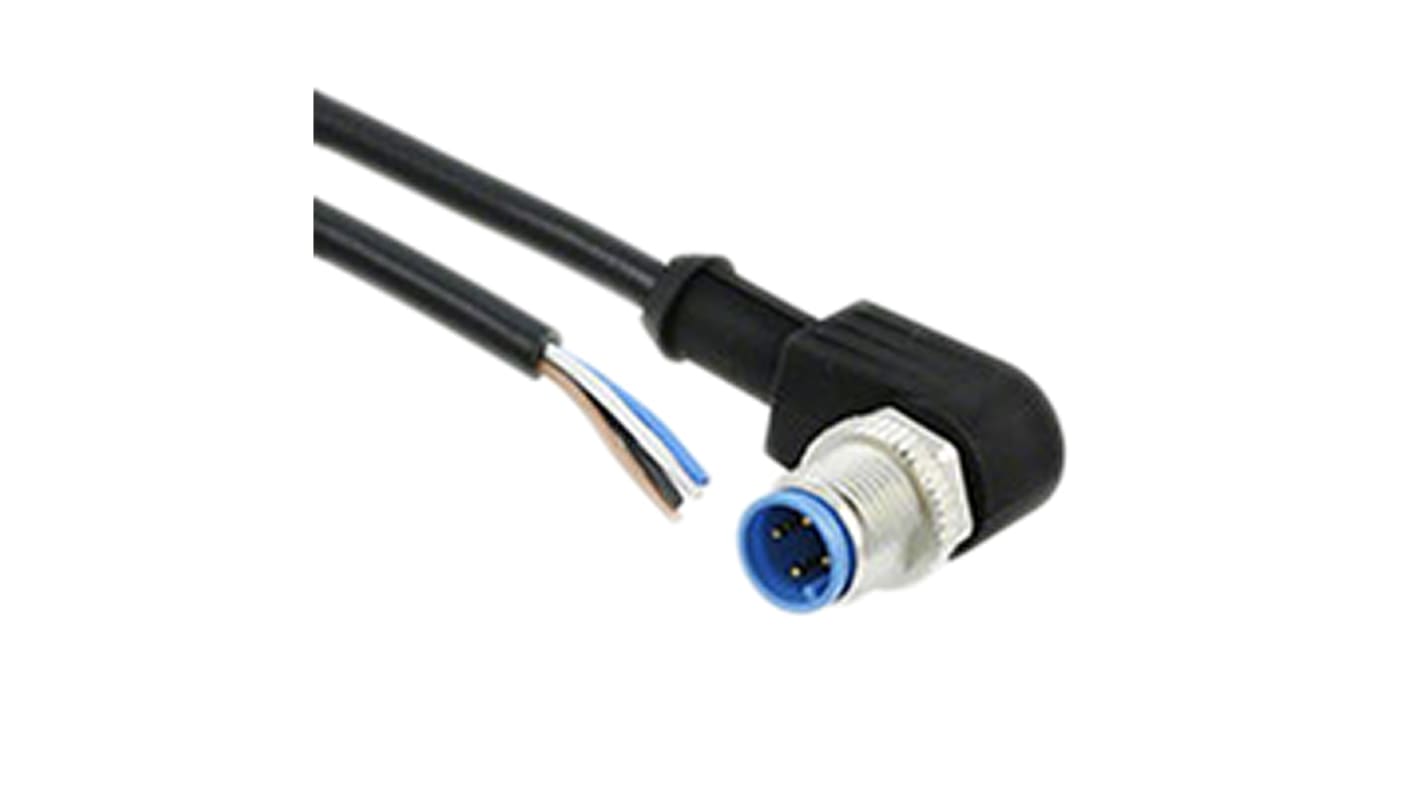 TE Connectivity Right Angle Male 4 way M12 to Unterminated Sensor Actuator Cable, 1.5m