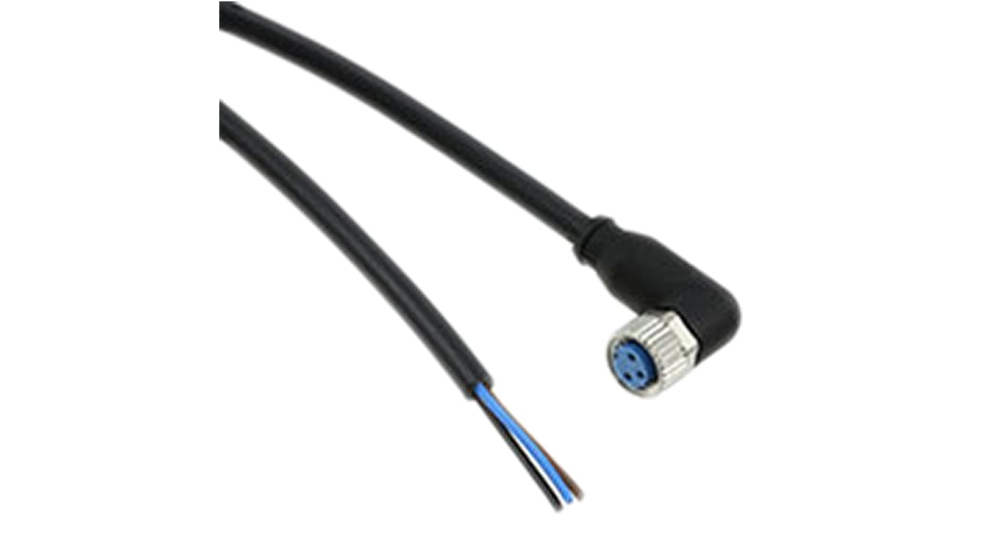 TE Connectivity Right Angle Female 3 way M8 to Unterminated Sensor Actuator Cable, 1.5m