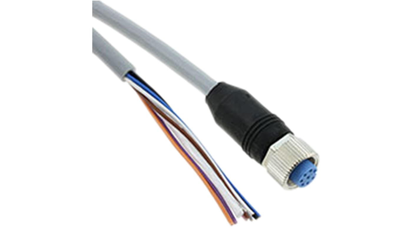 TE Connectivity Straight Female 8 way M12 to Unterminated Sensor Actuator Cable, 1.5m