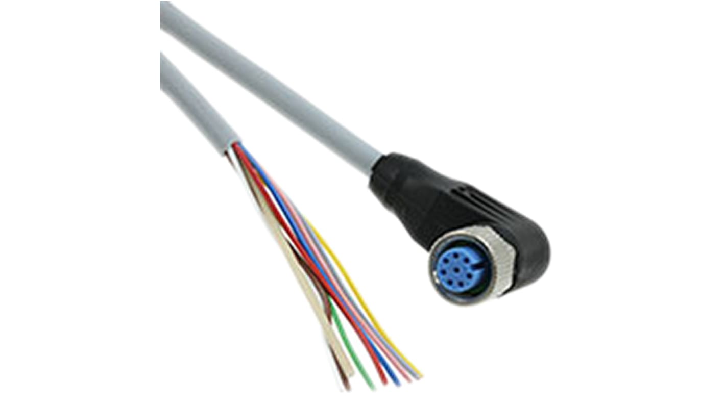 TE Connectivity Right Angle Female 8 way M12 to Unterminated Sensor Actuator Cable, 1.5m