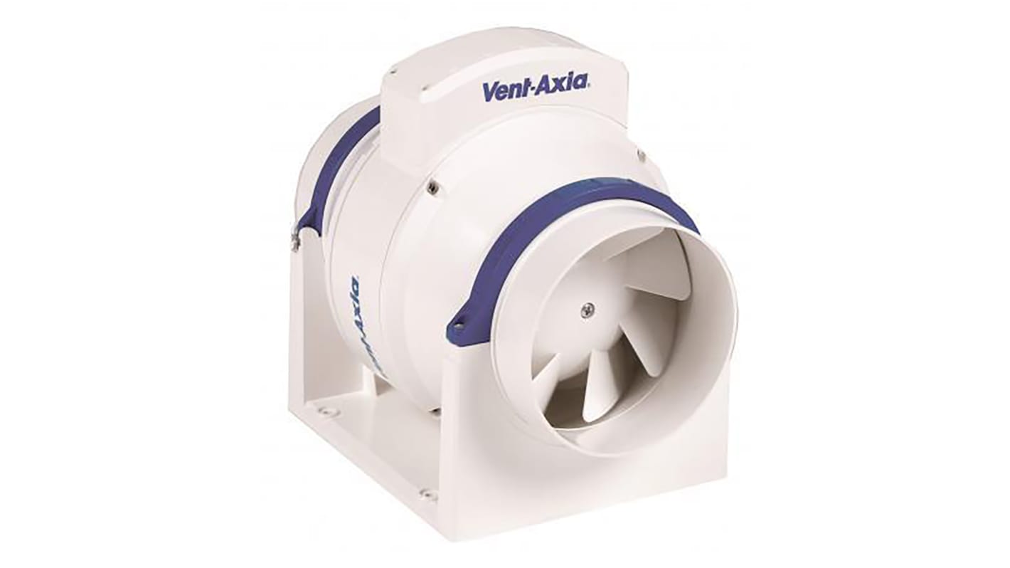 Vent-Axia ACM100T ACM Round In Line Extractor Fan, 256m³/h, 23dB(A), Aesthetically Case Style with Wipe Clean Polymer