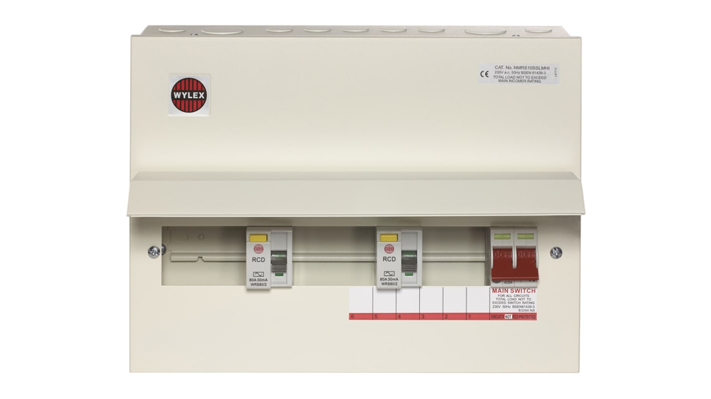 Wylex 10 Way Metal Consumer Unit, 100A, IP2XC NM