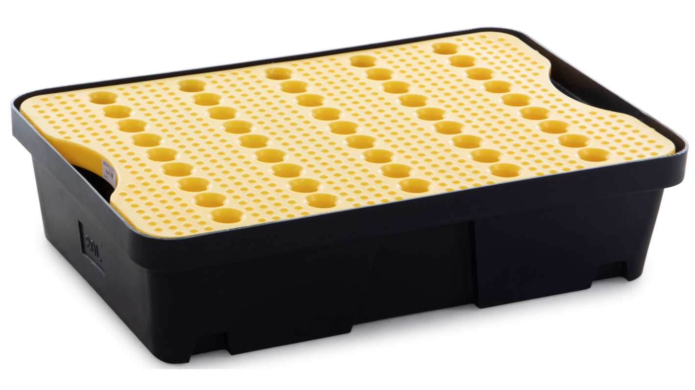 RS PRO Polyethylene Spill Tray with Grate for Industrial Storage, 20L Capacity