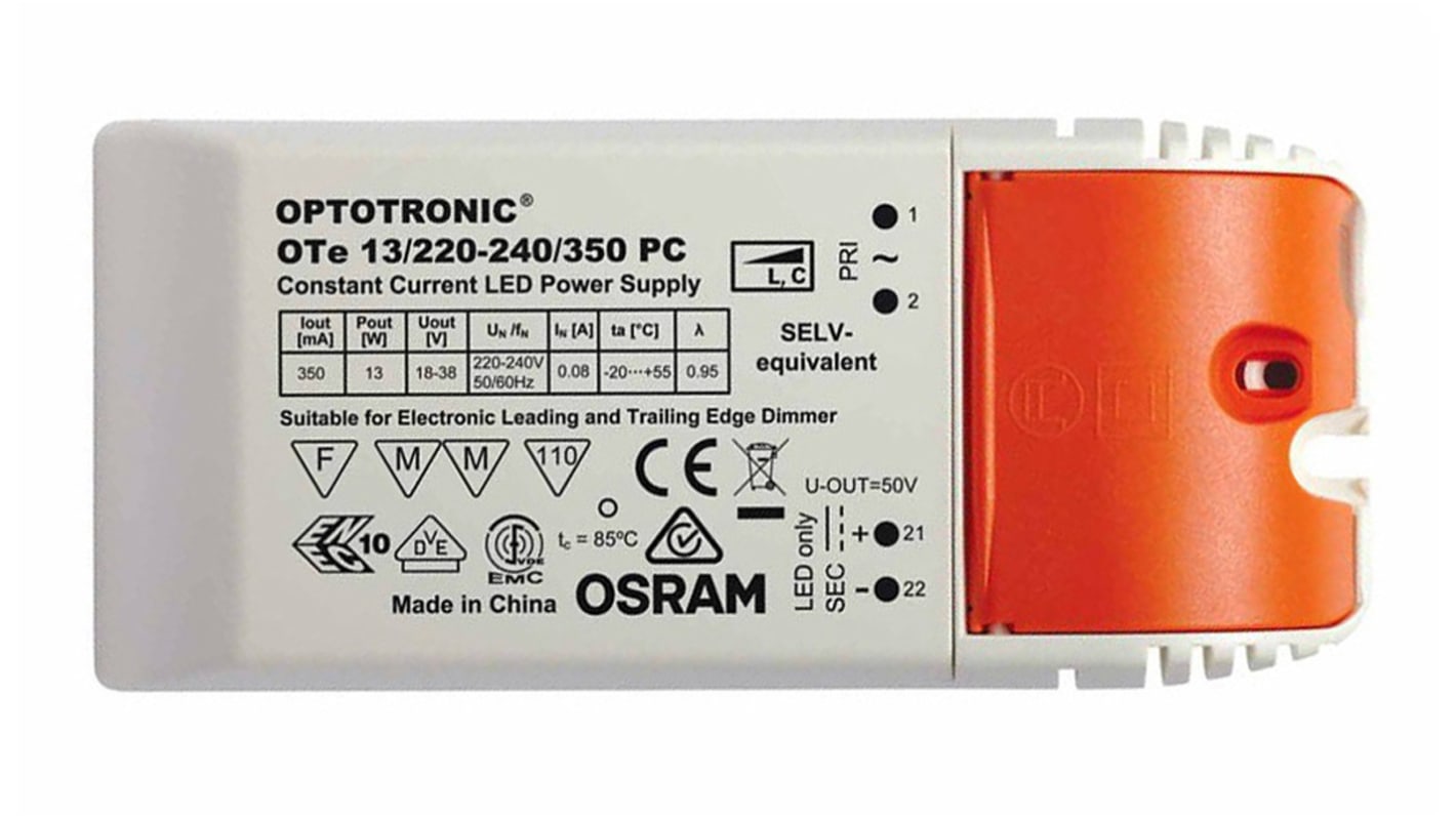 Módulo para Driver LED corriente constante Osram, IN: 198 → 264 V CA, OUT: 18 → 38V, 350mA, 13W,