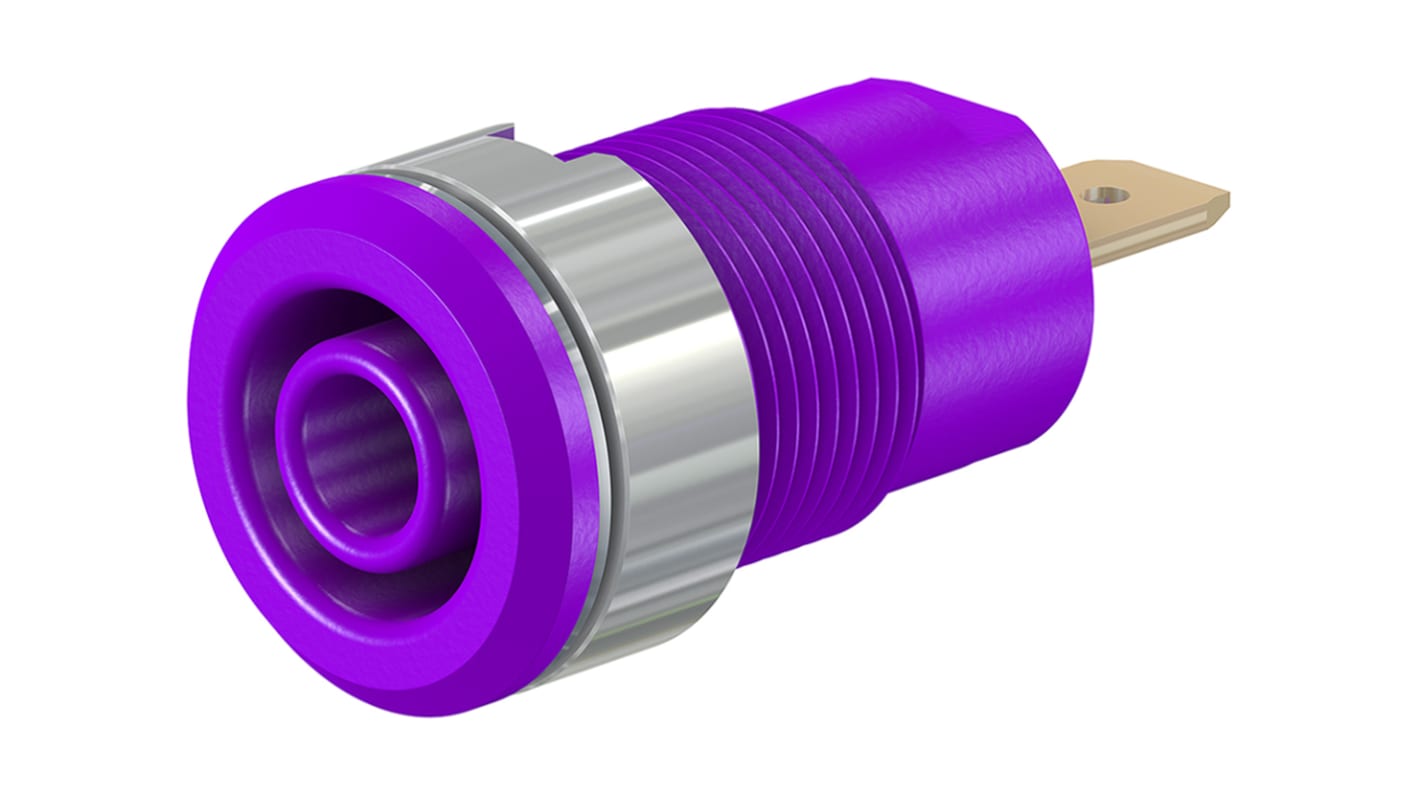 Staubli Violet Female Banana Socket, 4 mm Connector, Tab Termination, 24A, 1000V, Gold Plating