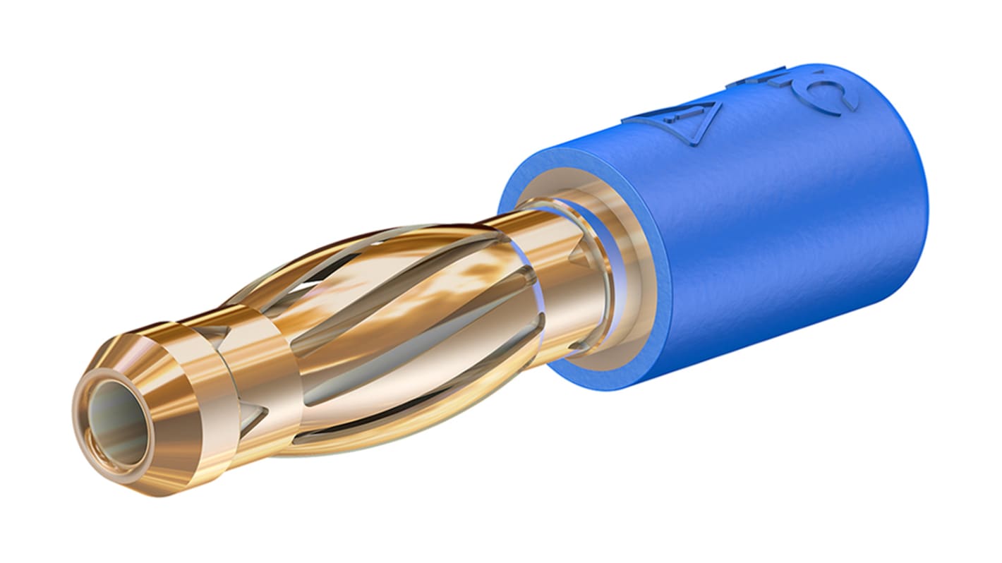 Staubli Blue, Male to Female Test Connector Adapter With Brass contacts and Gold Plated - Socket Size: 2mm