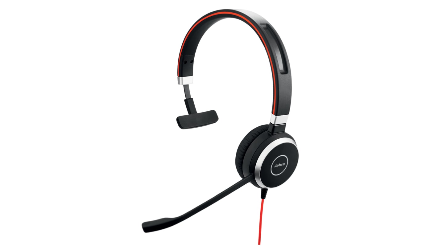 Jabra Evolve 40 Black, Red Wired USB A On Ear Headset