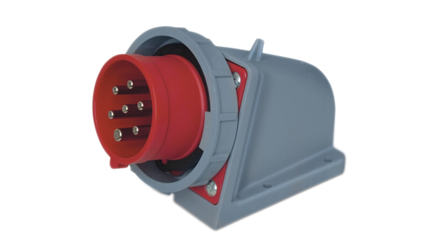 Scame, Optima IP67 Red Wall Mount 6P + E Right Angle Industrial Power Plug, Rated At 16A, 415 V