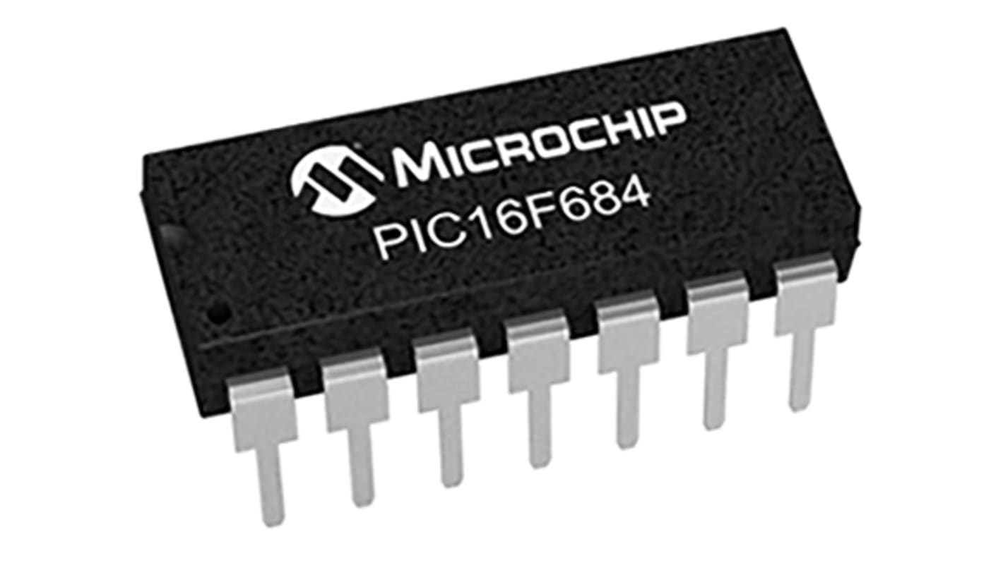 Microchip PIC16F684-E/P, 8bit PIC Microcontroller, PIC16F, 20MHz, 3.5 kB Flash, 14-Pin PDIP