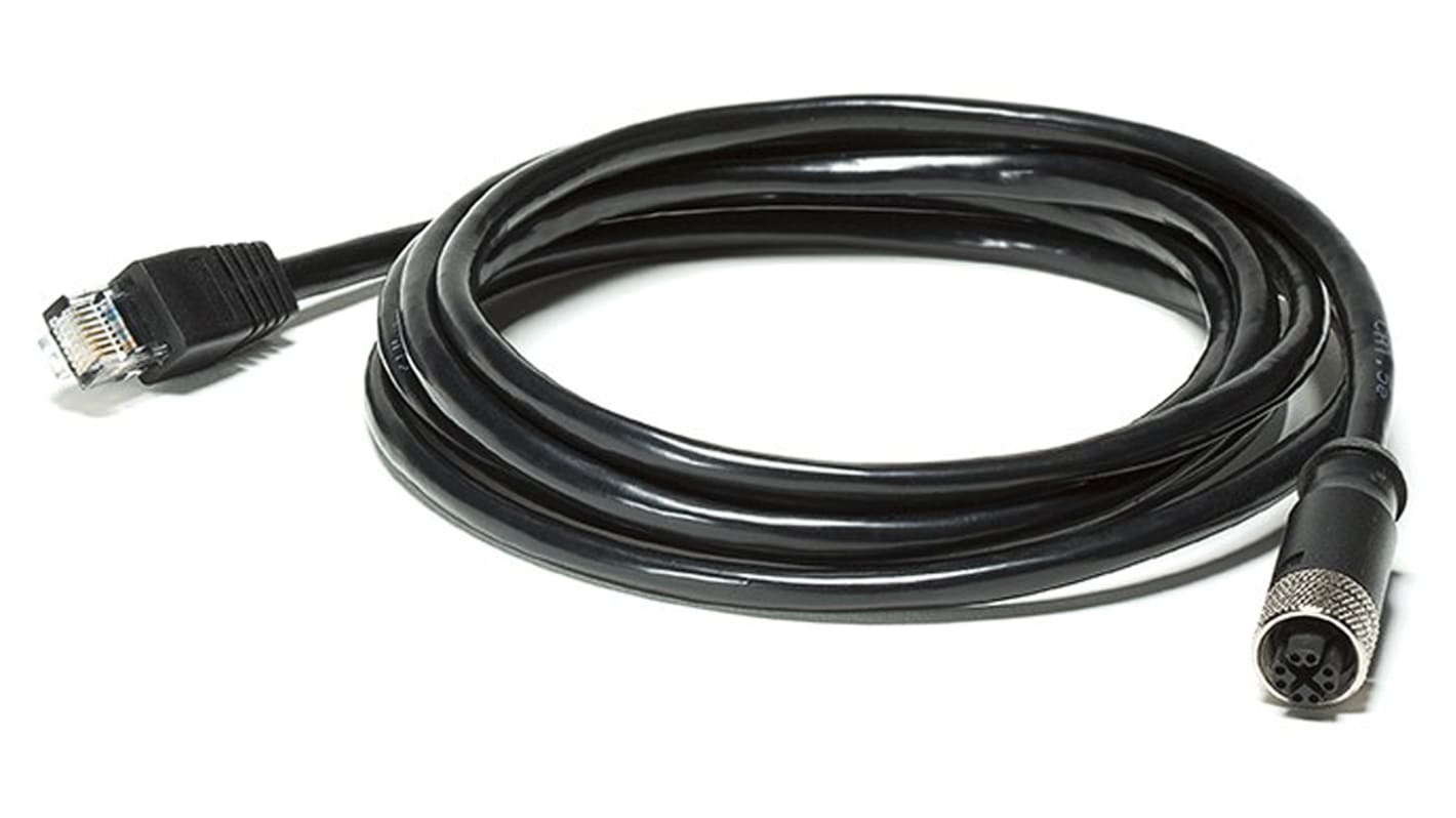 FLIR Straight Female M12 to Straight Male RJ45 Ethernet Cable, Black, 2m