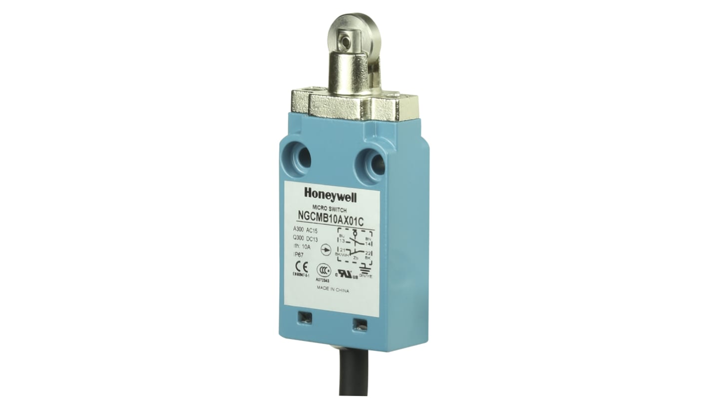 Honeywell NGC Series Roller Plunger Limit Switch, NO/NC, IP67, SPDT, Metal Housing, 240V ac Max, 6A Max