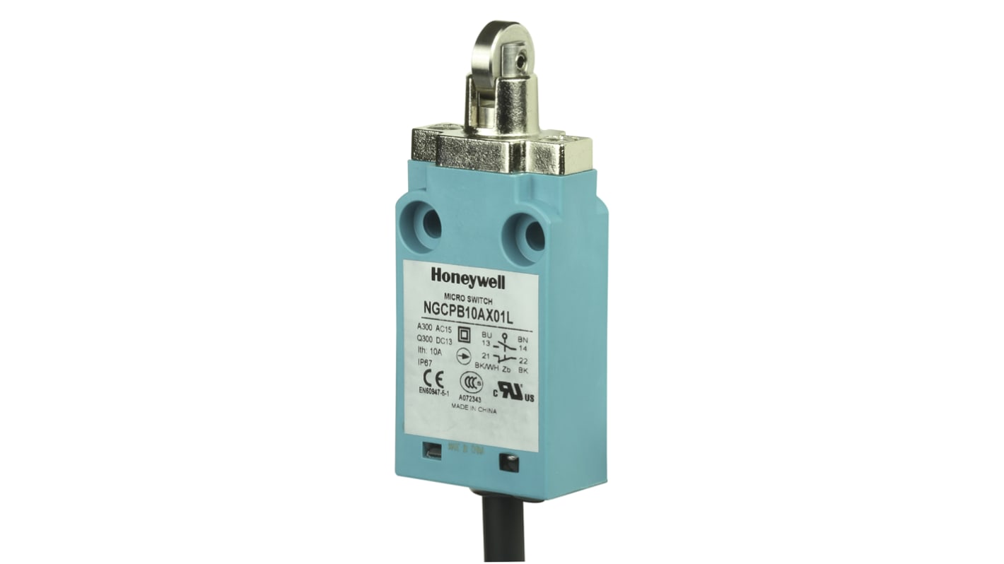 Honeywell NGC Series Roller Plunger Limit Switch, NO/NC, IP67, SPDT, Plastic Housing, 240V ac Max, 6A Max