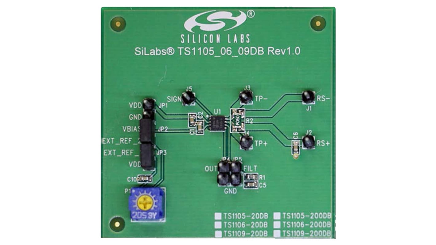 Placa de demostración Amplificador de detección de corriente Silicon Labs - TS1105-200DB