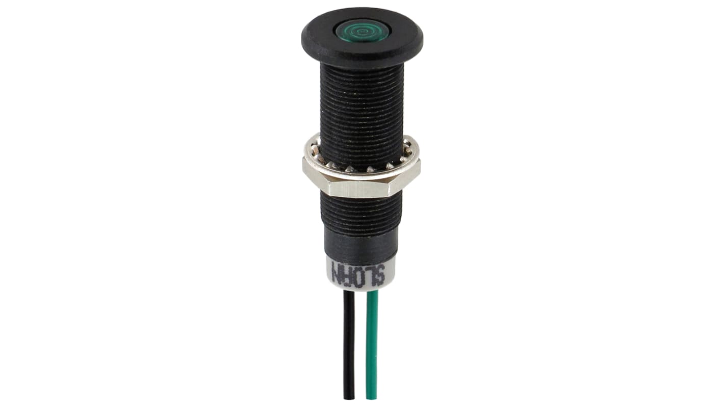 Indicatore da pannello Sloan Verde  a LED, 5 → 28V, IP68, Sporgente, foro da 8.2 x 7.6mm