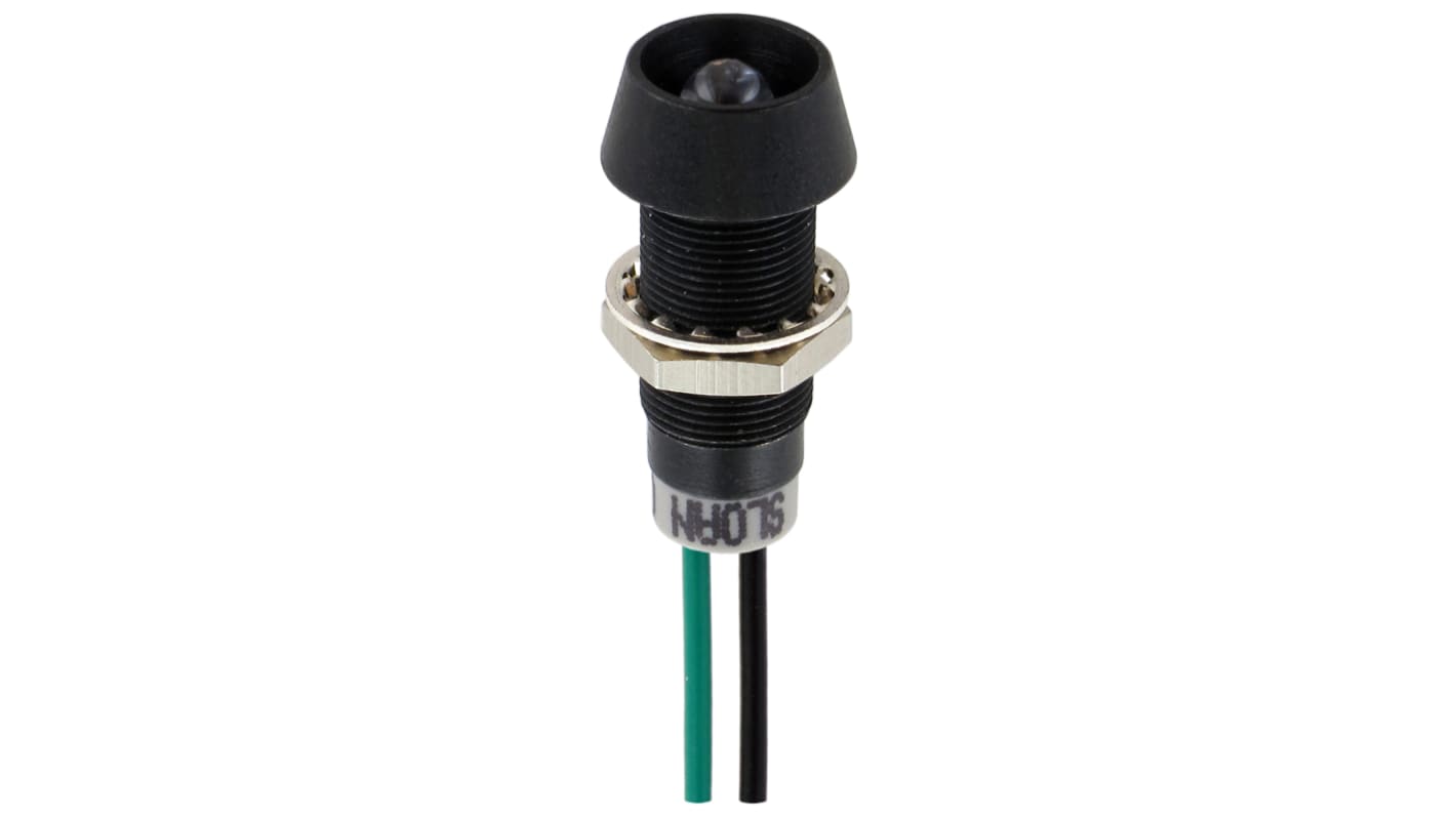 Sloan Green Panel LED, 5 → 28V, 8.2 x 7.6mm Mounting Hole Size, Lead Wires Termination, IP68