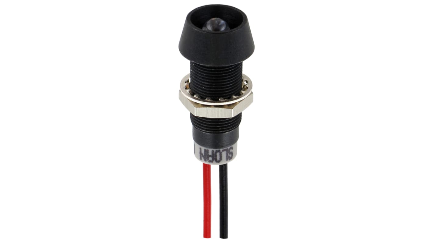 Sloan Red Panel LED, 5 → 28V, 8.2 x 7.6mm Mounting Hole Size, Lead Wires Termination, IP68